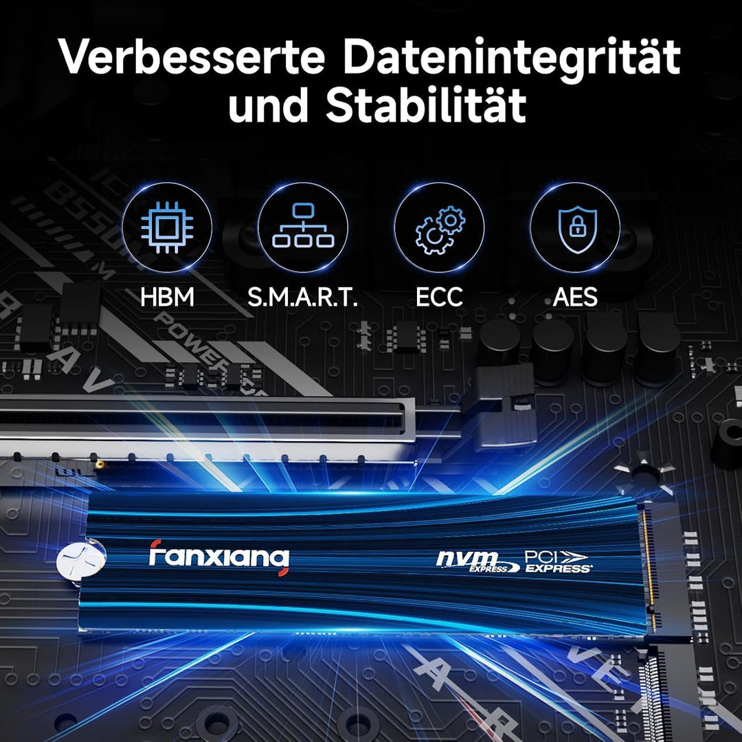 fanxiang NVMe SSD 1TB, M.2 PCIe Gen4x4 Gaming Solid State Laufwerk, 7100MB/s Lesen, 6100 MB/s Schrei