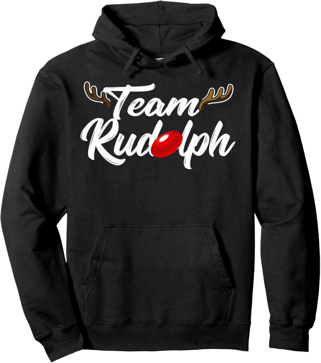 Team Rudolph Red Nose Reindeer Deer Santa Christmas Squad Pullover Hoodie