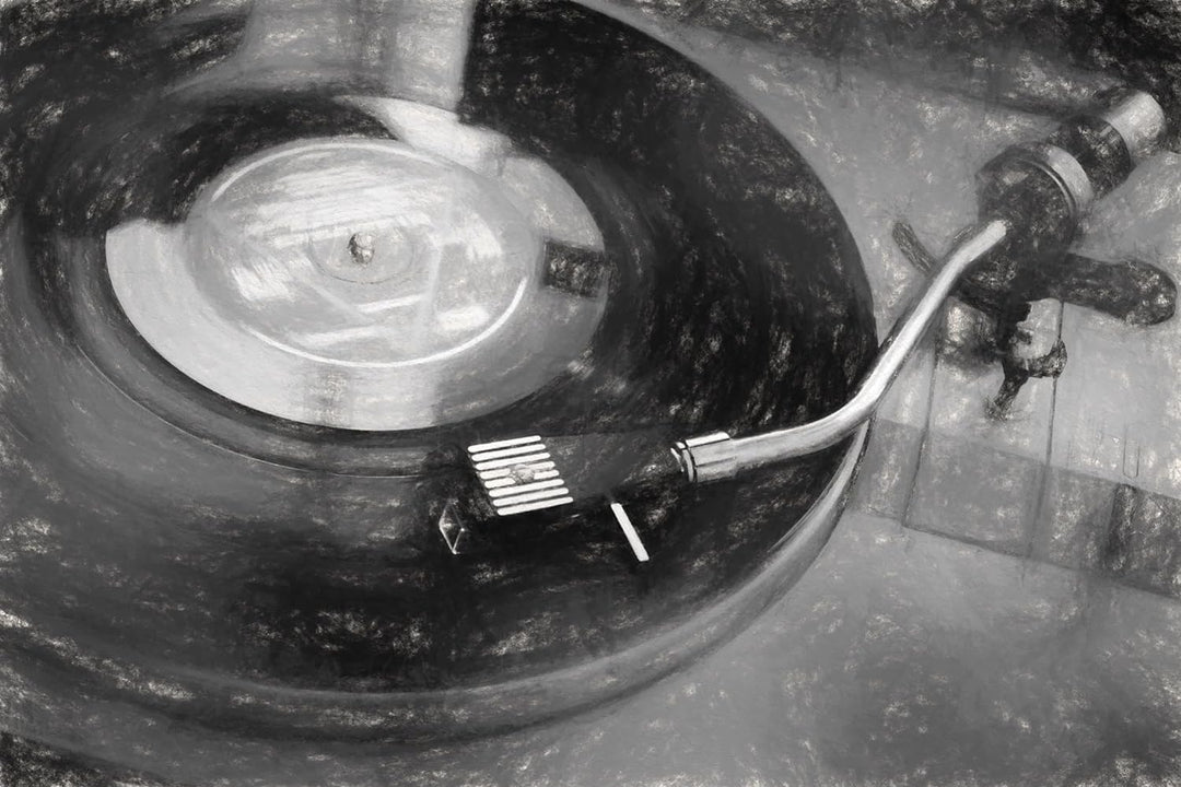 Pixxprint Glasbild | Wandbild aus Echtglas | Schallplatte | 80x60 cm | inkl. Aufhängung und Abstands