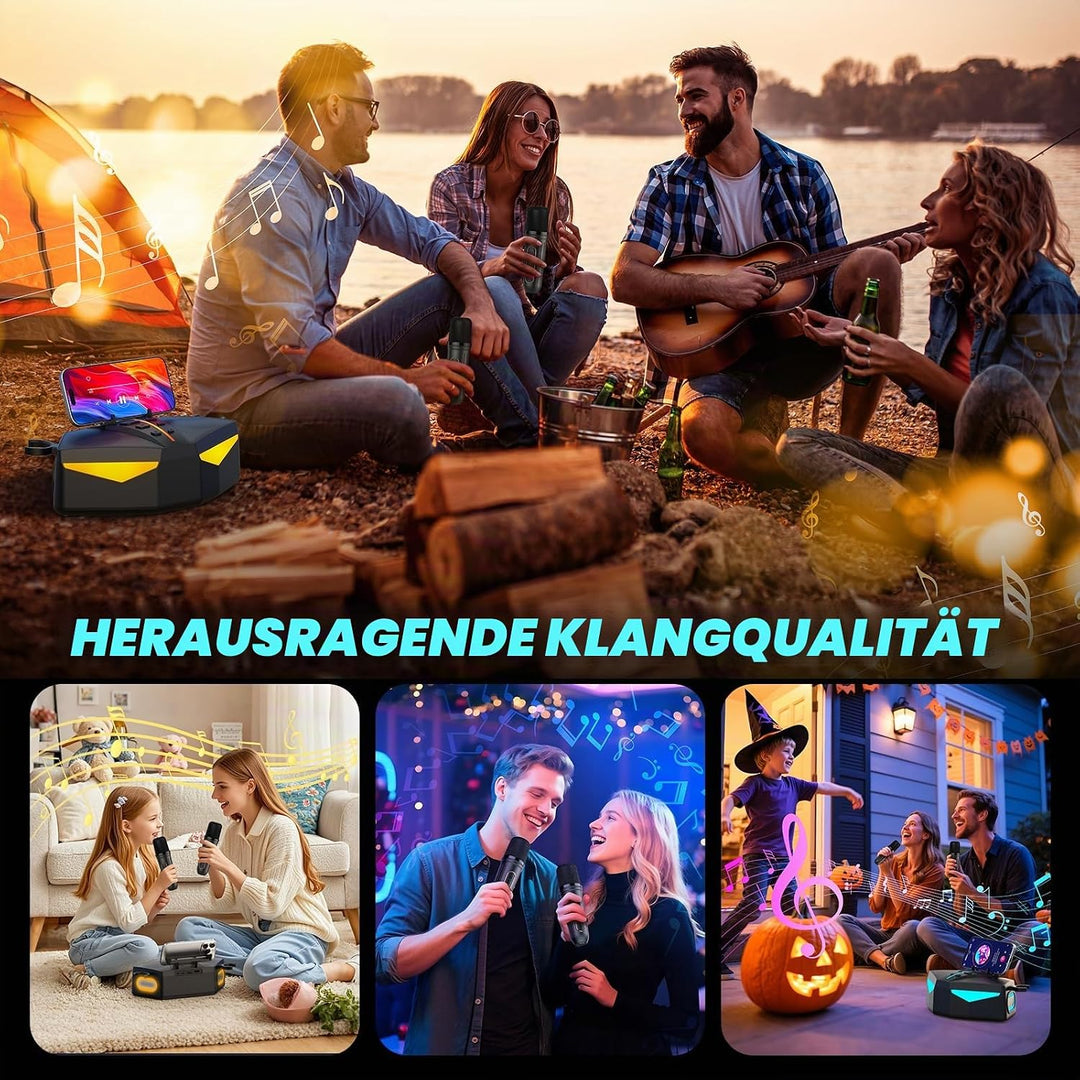 Karaoke-Maschine : Echter Tragbarer Lautsprecher mit 35W, 8-Stunden-Autonomie, 2 Aufladbare Drahtlos