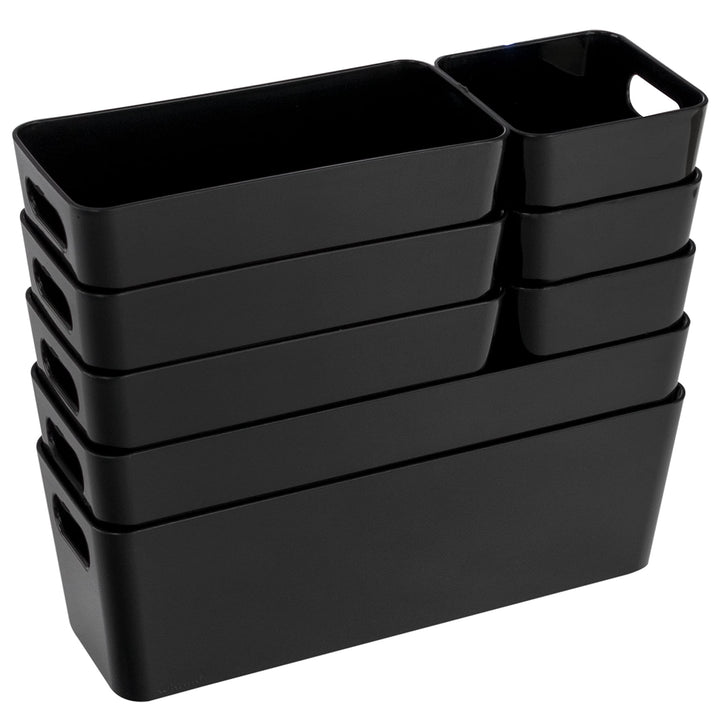 8 Teile Organizer Set - 10 cm hoch - schwarz - Boxen in 3 Grössen - Schubladeneinsatz - passend für