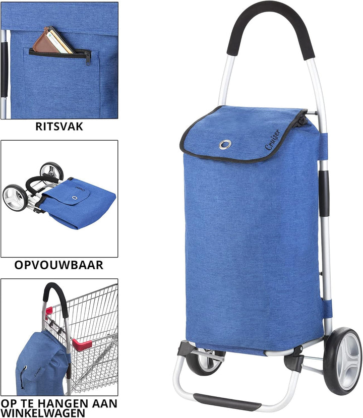 Cruiser Einkaufswagen 45 Ltr - Fatlbarer Einkaufstrolley Blau, Blau