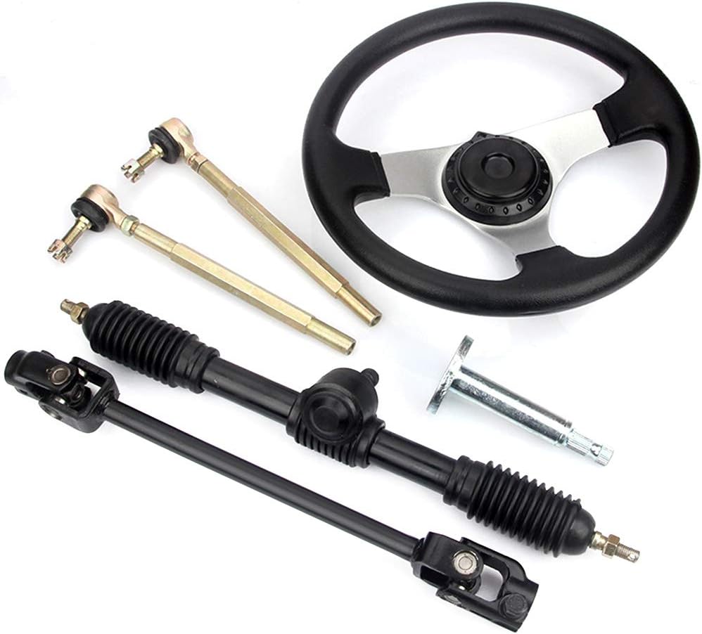 Go-Kart 300mm Lenkrad Lenkwelle Spurstangen Set Bootslenkrad Steuerrad Rack Kit Mit Zahnstange Ritze