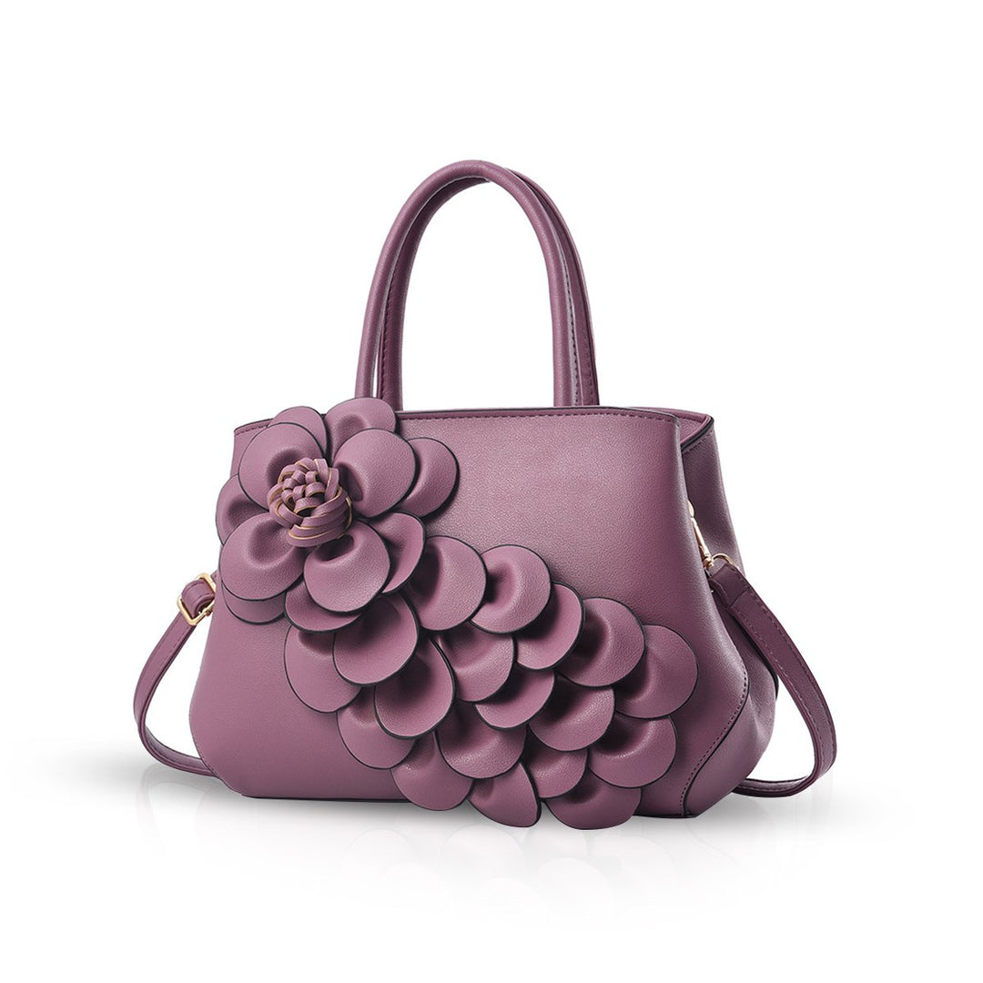 NICOLE & DORIS Umhängetasche Umhängetasche Handtasche Blumenmotiv für Damen Violett, Violett