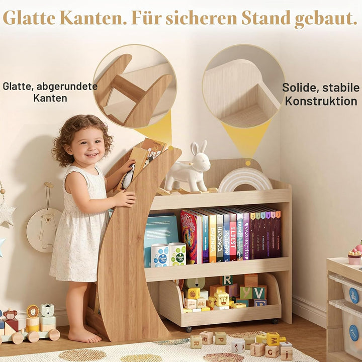 Kinderregal, Bücherregal Kinder aus Holz, Montessori