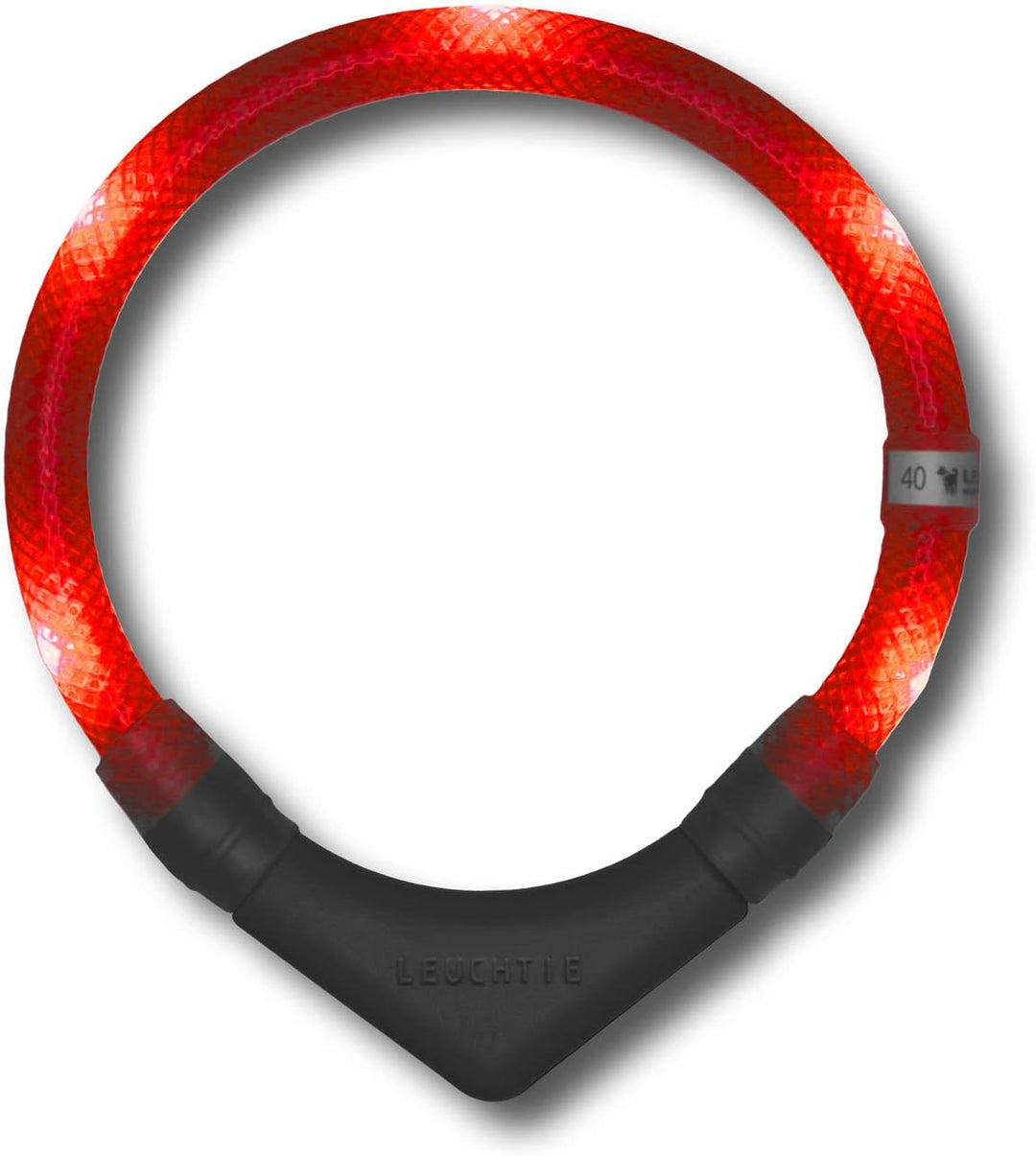 LEUCHTIE® Leuchthalsband Plus rot Grösse 50 I LED Halsband für Hunde I 100 h Leuchtdauer I wasserdic