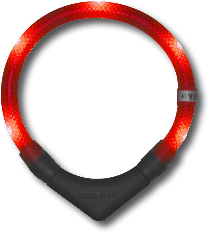 LEUCHTIE® Leuchthalsband Plus rot Grösse 52,5 I LED Halsband für Hunde I 100 h Leuchtdauer I wasserd