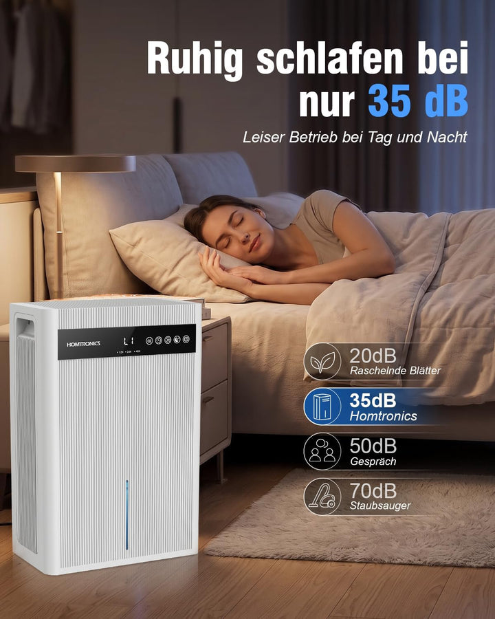 Elektrischer Luftentfeuchter 3L, Zwei Entwässerungsmodi Weiss, Weiss