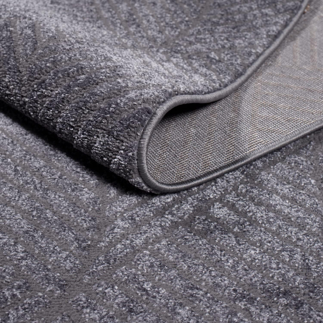 carpet city Teppich Flur 80x300 cm - Anthrazit, Grau - Kurzflor, 3D-Effekt, Glanzgarn - Geometrische