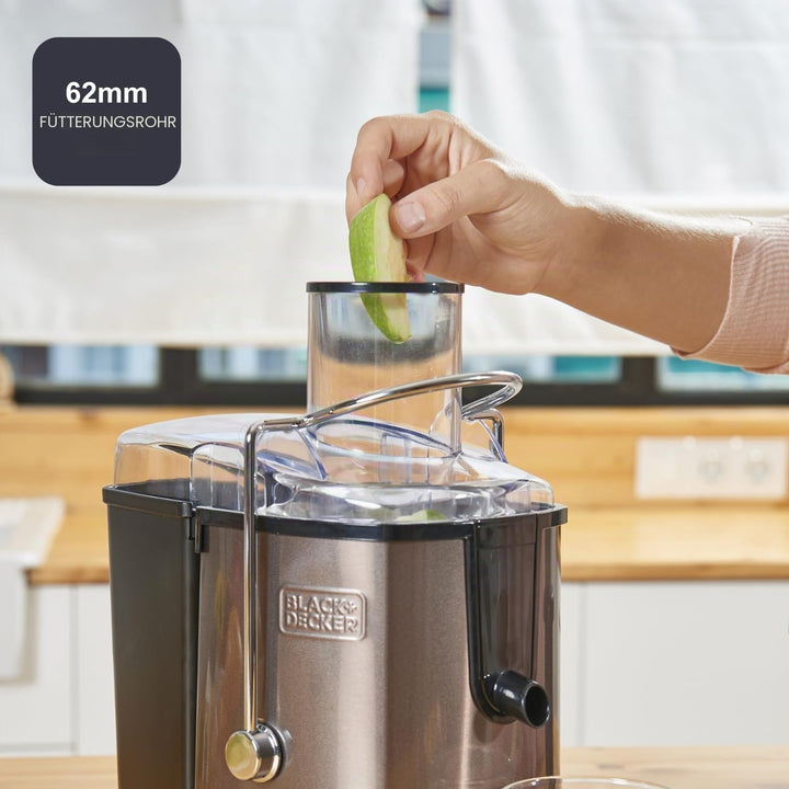 BLACK+DECKER Entsafter - 600W - 2 Geschwindigkeiten - 1.2 Liter Fruchtfleischbehälter - spülmaschine