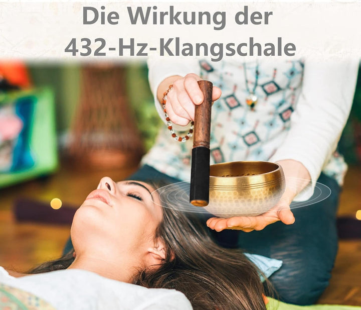 Tibetisches Klangschalen-Set – 100% handgehämmert in Nepal Klangschale für Meditation, Yoga, Chakra,