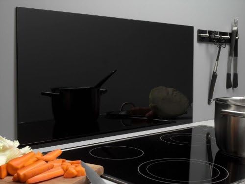 School-MaxX Spritzschutz aus Glas, 800 x 400 x 4 mm, Farbe: schwarz Herd Küche Bad