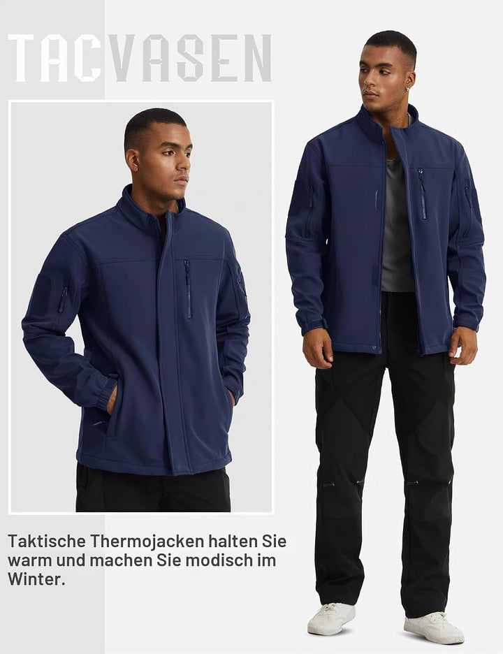 TACVASEN Herren Softshell Jacke Winddichte Warme Fleece Outdoorjacke Übergangsjacke mit Reissverschl