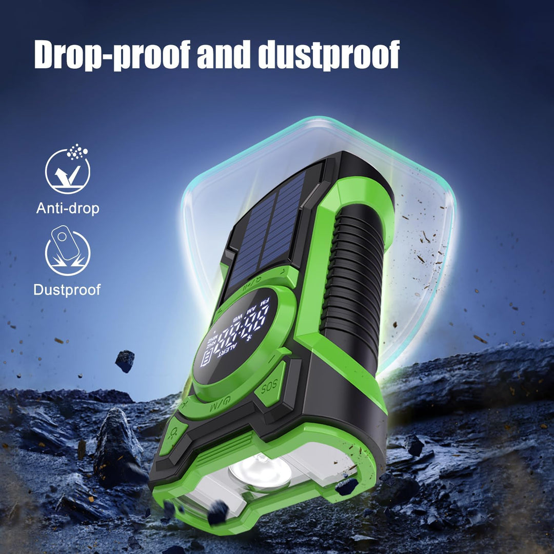 5000 mAh Notfallradio, Wasserdichtes Solar Radio mit Bluetooth, Aufladbares Powerbank Radio, Handkur