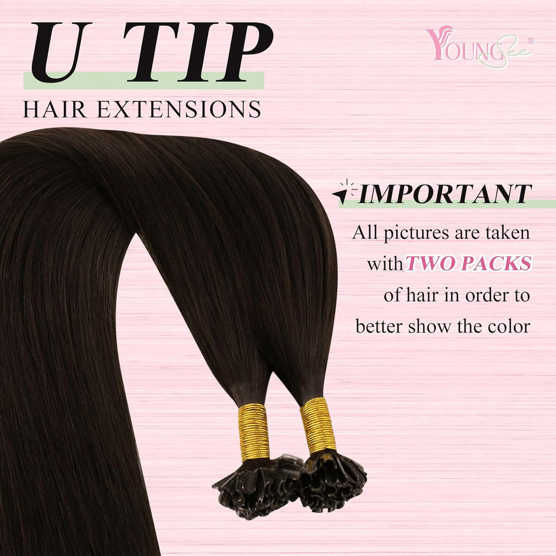 YoungSee Extensions Echthaar Bondings Braun Remy Hair Extensions Bonding 1g/s Keratin Bondings Echth