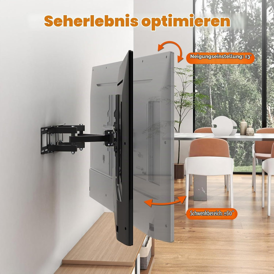 TV Wandhalterung, Schwenkbare Neigbare TV Halterung für 32-70 Zoll bis zu 50kg, Wandhalterung Fernse