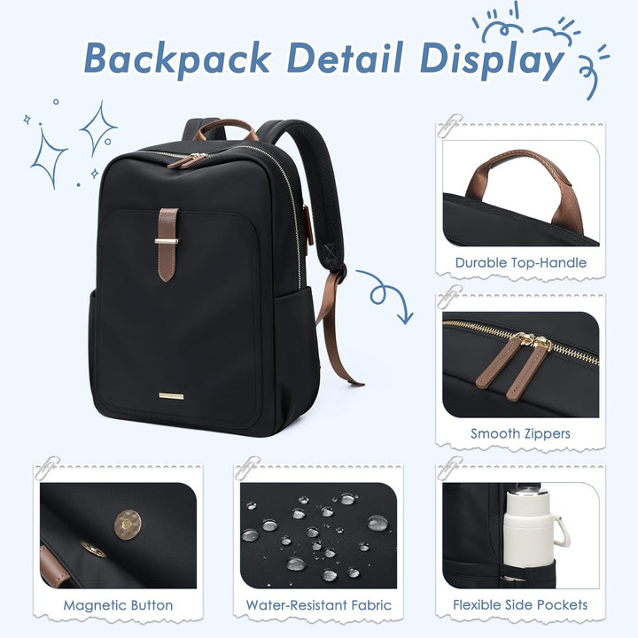 Rucksack Damen Herren Elegant, 17.3Zoll Laptop Rucksack Wasserdicht mit Laptopfach, Business Laptopt