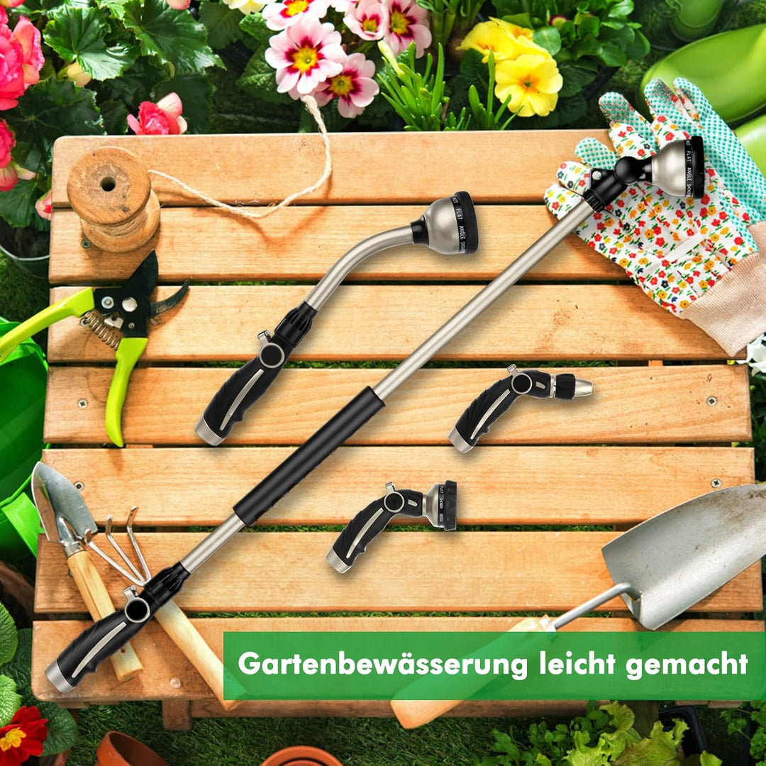 RESTMO 92 cm Untra Langer Giessstab, Gartenbrause Metall mit 180° schwenkbaren Kopf | 10 Sprühmuster