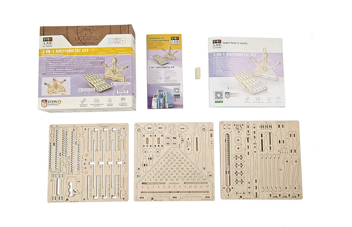 UGEARS STEM Lab 3D Puzzle - Arithmetik-Kit STEM Set - Modellbausatz aus Holz - STEM Spielzeug mit Ap