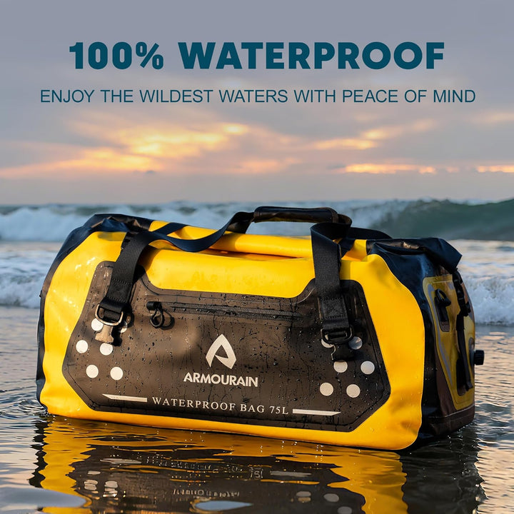Motorrad-Trockentasche 75 L Grosse wasserdichte Reisetasche, Faltbare Reisetasche, Kofferraum-Sitzta