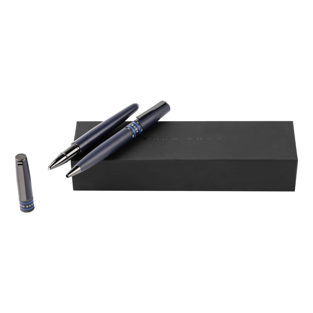 Hugo Boss Stifte-SetKugelschreiber und Tintenroller Illusion Gear Blue in der Geschenkbox, HPBR212L