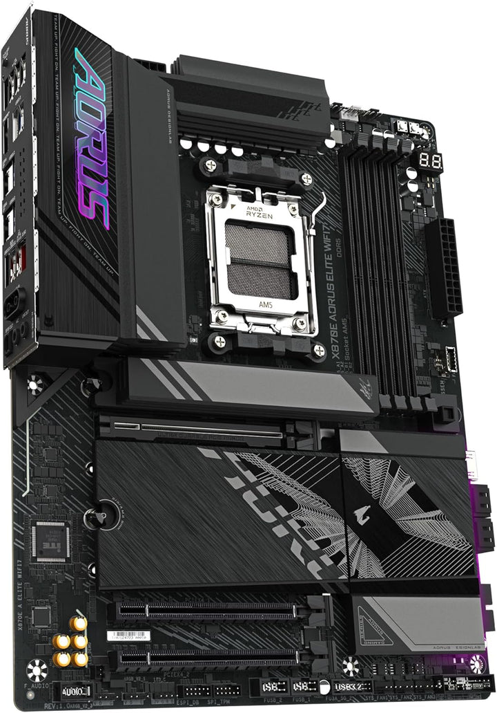 GIGABYTE X870E A Elite WIFI7-Mainboard - Unterstützt AMD Ryzen 9000 CPUs, 16+2+2 Phasen Digital-VRM,