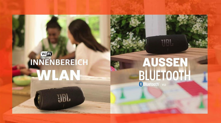 JBL Charge 5 Drahtlose tragbare drahtlose Lautsprecher Wi-Fi Schwarz, Schwarz