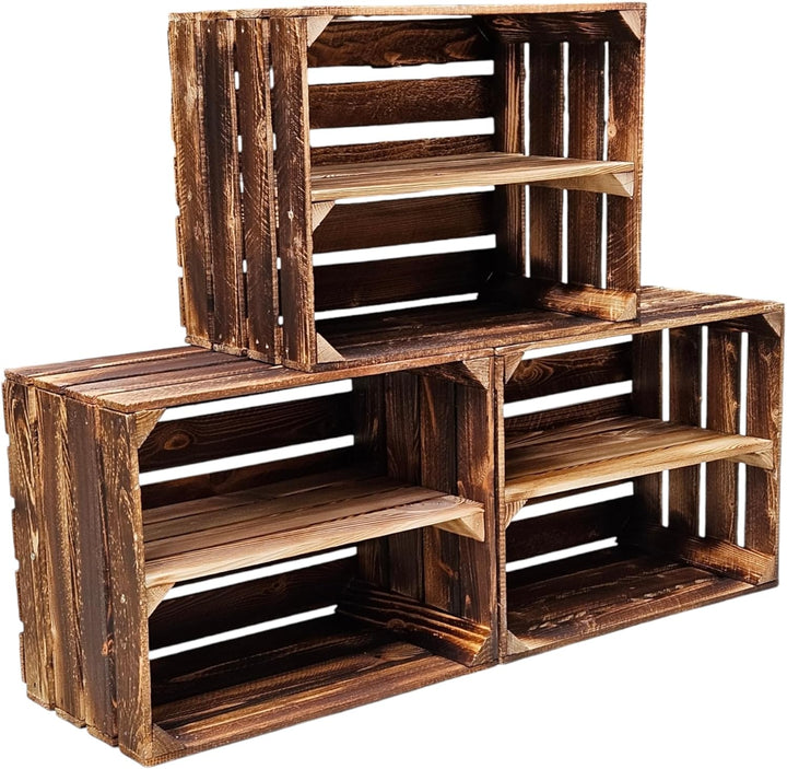 Alte geflammte Obstkisten/Holzkisten 50 x 40 x 30cm mit Zwischenboden LANG verarbeitet - Ideal für M