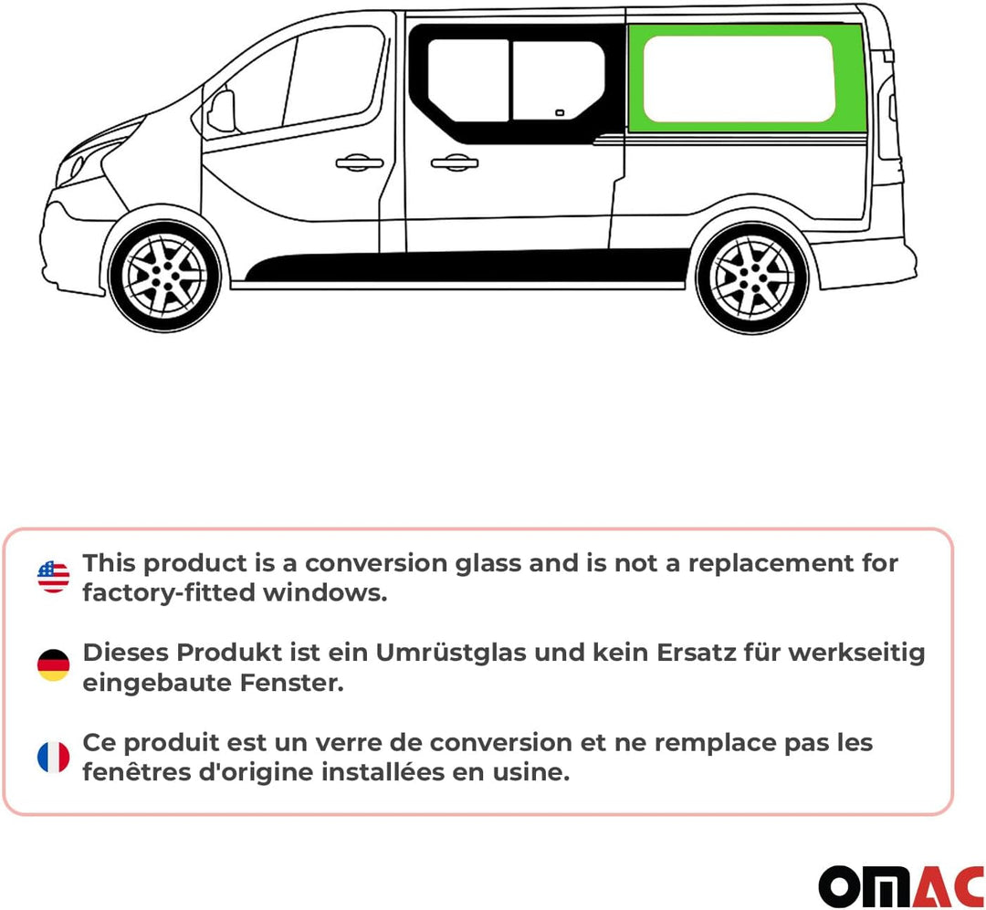 Seitenfenster Auto Fenster kompatibel mit Opel Vivaro 2001-2014 Schiebetür Links L2 | Auto Schwarz D