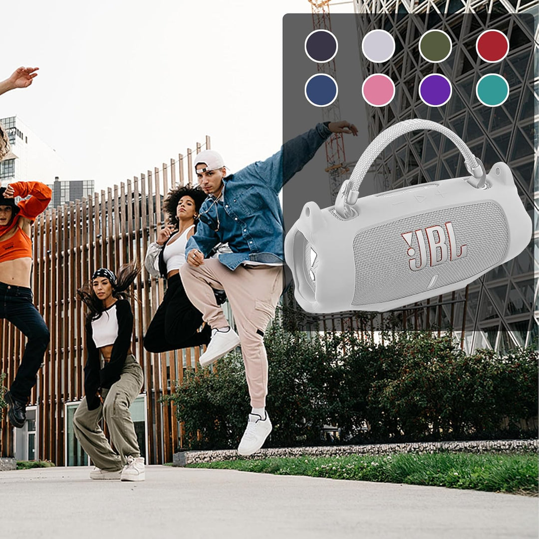 Khanka für JBL Charge 6 Silikon-Schutzhülle mit abnehmbarem Schultergurt & Utility-Haken, Flexible w
