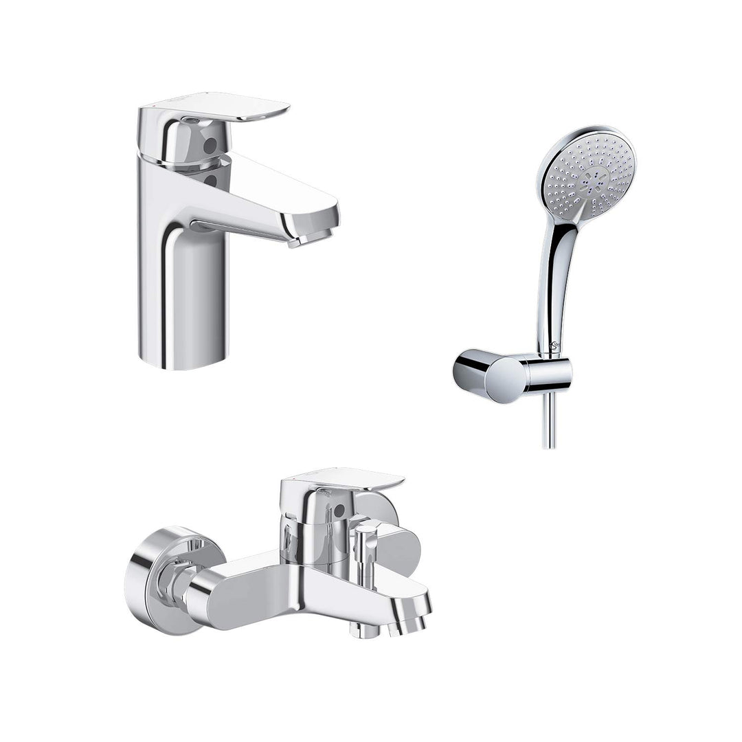 Ideal Standard BD013AA Ceraflex Armaturen-Paket mit Badearmatur / Handbrause-Set ohne Brausestange C