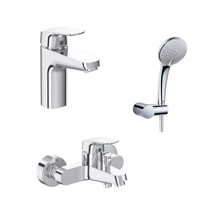 Ideal Standard BD013AA Ceraflex Armaturen-Paket mit Badearmatur / Handbrause-Set ohne Brausestange C
