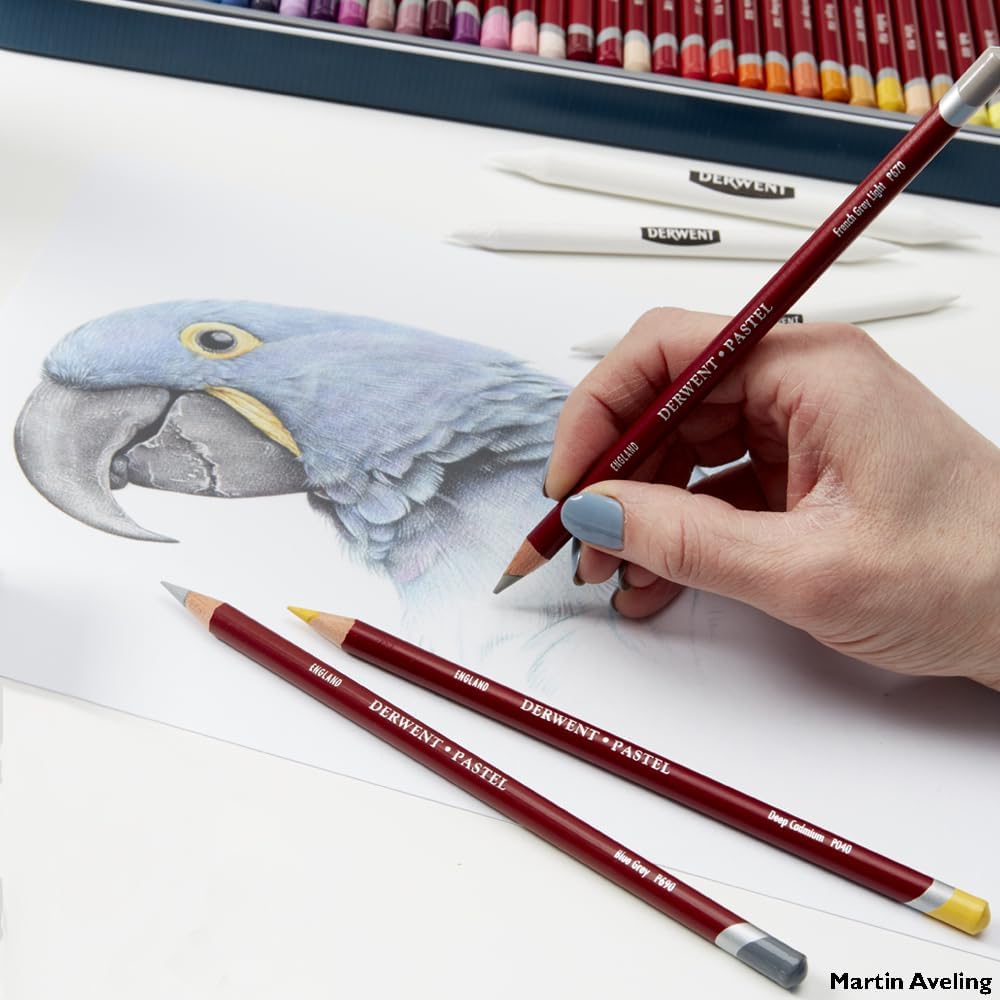 Derwent Pastellstifte in einer Geschenk-Box aus Holz, Zeichnen & Ausmalen, 48er-Set, Ideal zum Misch