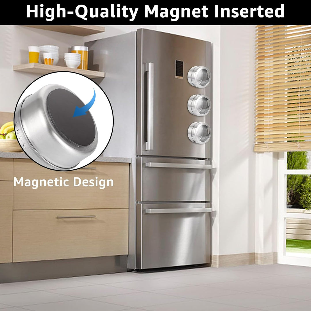 APACALI 12 Stück Gewürzdosen Magnetisch, Magnetische Gewürzdosen mit Wandbasis, Gewürzbehälter Magne