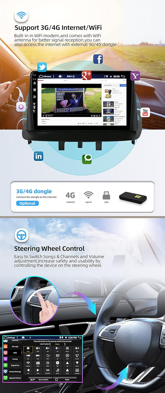 [6GB+128GB] Android 14 Autoradio für Renault Megane 3 (2009-2014)-2 Din-[Integriertes Wireless CarPl