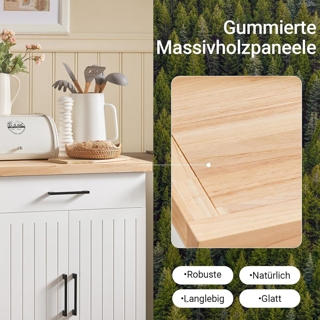 SoBuy FKW119-WN Küchenwagen mit Arbeitsplatte Servierwagen mit Rollen Rollwagen Küche Kücheninsel Kü