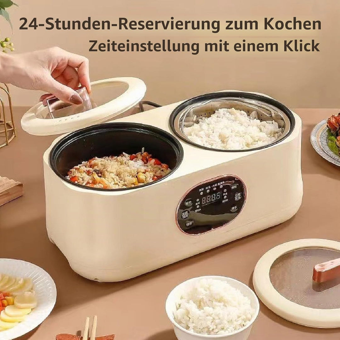 2-in-1-Doppel-Slow-Cooker, Dual-Combo-Slow-Cooker und Reiskocher, Doppel-Innen-Multifunktions-Reisko