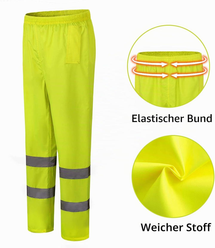 AYKRM Regenhose Fahrrad Gelb Warnschutz Regen-Latzhose gelb warnregenhose Arbeitshose Regenhosen für