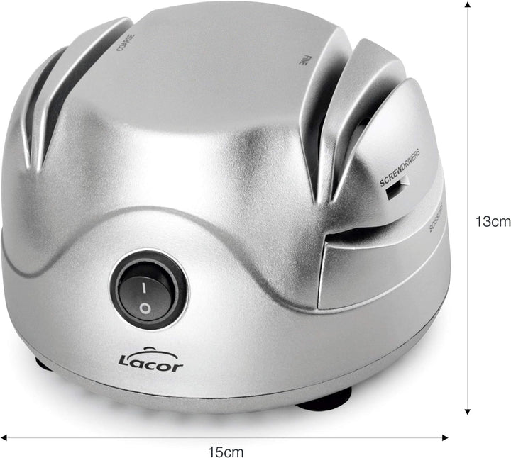 LACOR Elektrische Messerschärfer, Steel, Silber 13.5 x 15 x 9, 13.5 x 15 x 9 cm