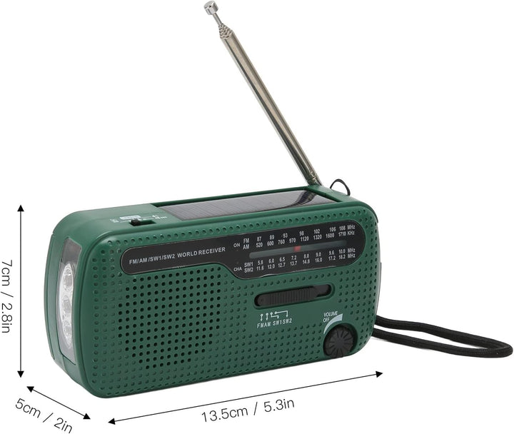 Handkurbel-Solarradio AM FM SW1 SW2 Camping-LED-Taschenlampe, Multiband-Camping-Notfallradio für Win