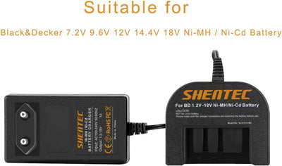 Shentec 12V 3500mAh NI-MH Ladegerät Ersatz für 12V Black und Decker Akku A12 HPB12 A12E A12-XJ A12EX