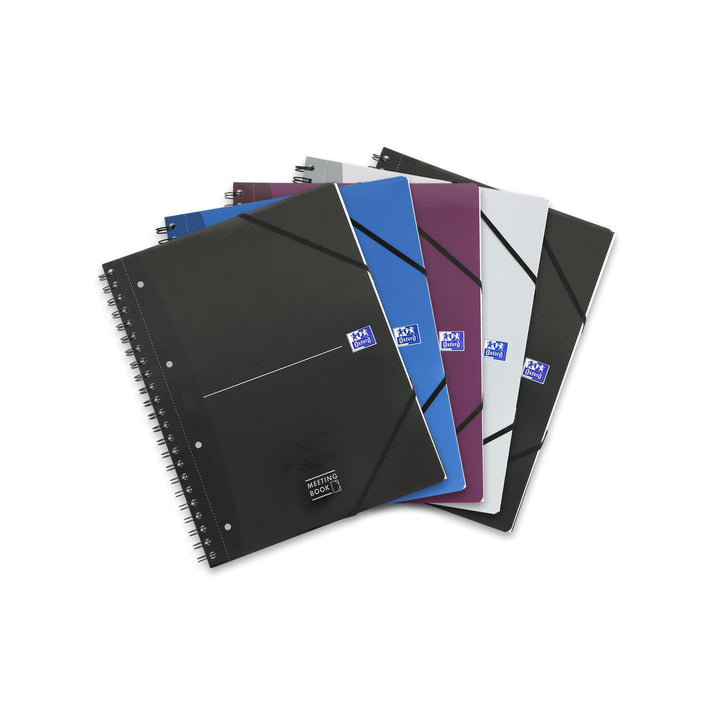 OXFORD Meetingbook Essentials, 5er Pack, DIN A4+, kariert, 90 Blatt, 4 Farben A4+, kariert Meetingbo