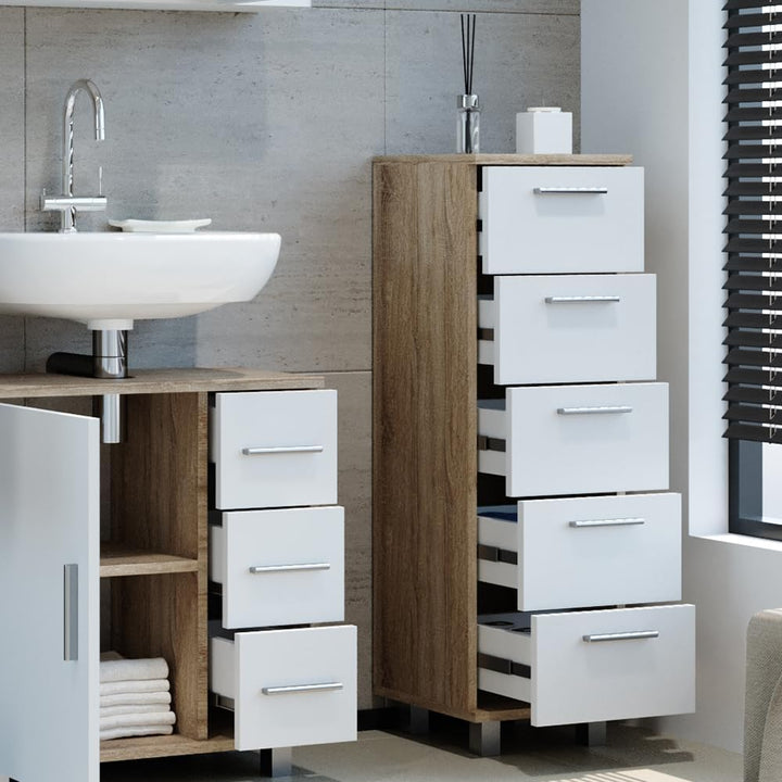 Vicco Badschrank Ilias, Sonoma/Weiss, 30 x 95 cm, Sonoma