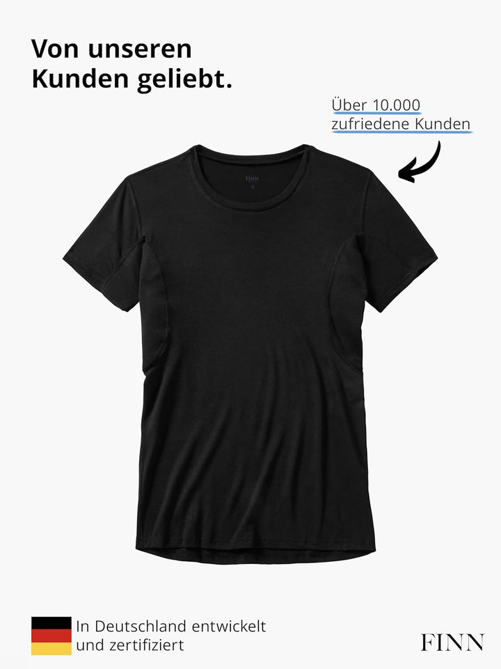 FINN Anti-Schweiss Unterhemd Herren mit Rundhals-Ausschnitt - Unterziehshirt Männer mit Einsätzen ge
