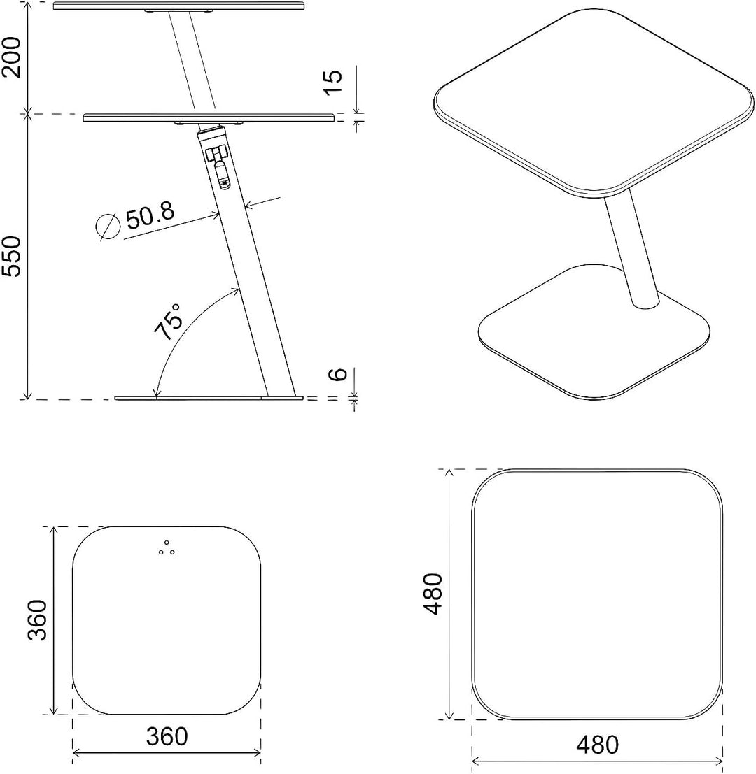 Dataflex Bento Laptoptisch | Höhenverstellbar von 555 bis 750 mm | Schwarz