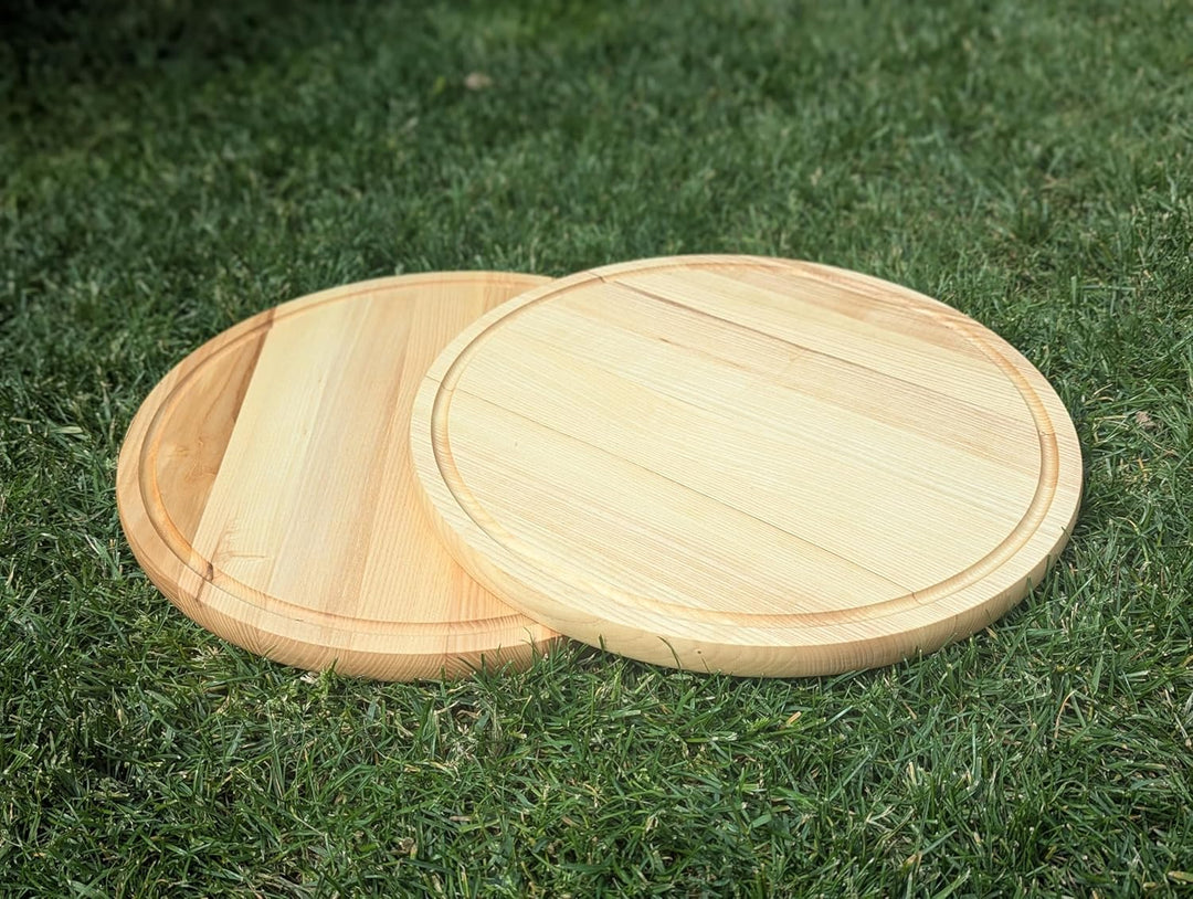 Generisch Pizzateller aus Eiche und Esche ⌀30/40cm, Schneidbrett aus Holz,Pizzabrett, Holzteller für