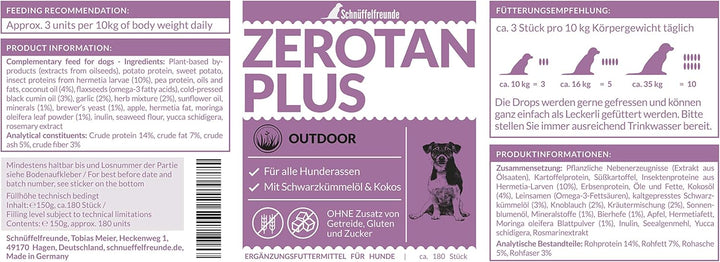 Schnüffelfreunde Zerotan Plus I Mit Schwarzkümmelöl und Kokosöl - Snack für Hunde (300g - ca. 360 St
