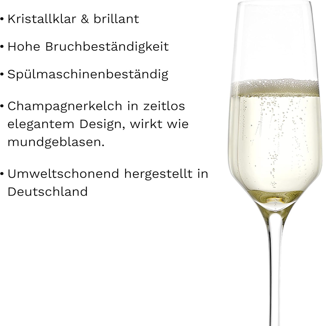 Stölzle Lausitz Sektgläser Experience 190 ml I Schaumweingläser 6er Set Kristallglas I Sektkelche sp