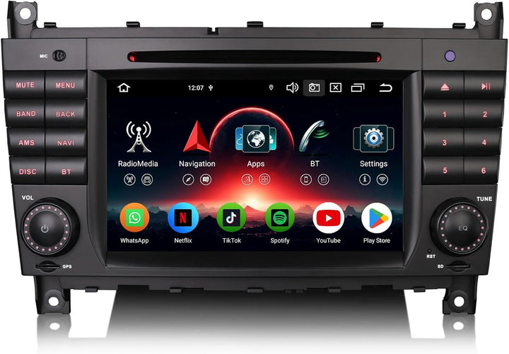 Erisin 7 Zoll 8-Kern 4GB+64GB Android 12 Autoradio mit GPS Navigation Für Mercedes Benz C/CLC/CLK Kl