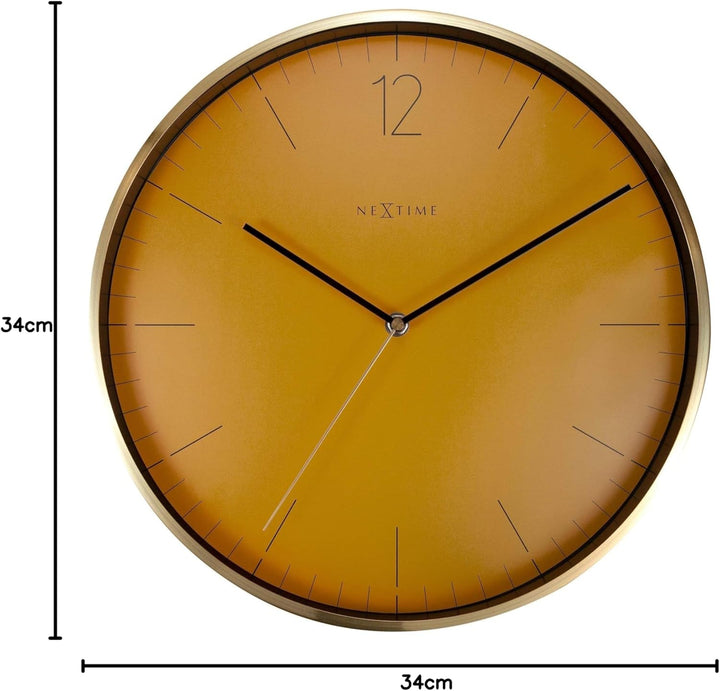 Nextime Wanduhr Essential Gold Dia. 34cm Aluminium Weiss Ø 34 cm Aluminium Weiss, Ø 34 cm Aluminium